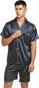 Men's Short Sleeve Satin Pajama Set with Shorts