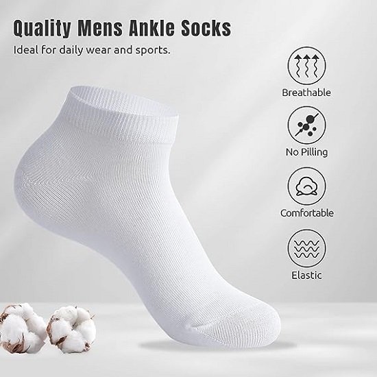 Mens Ankle Socks, Socks for Men, Low Cut Socks Casual Cotton Socks 6 Pairs