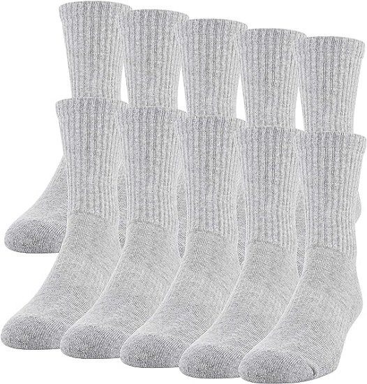 Men's Cotton Crew Socks, 10-pairs