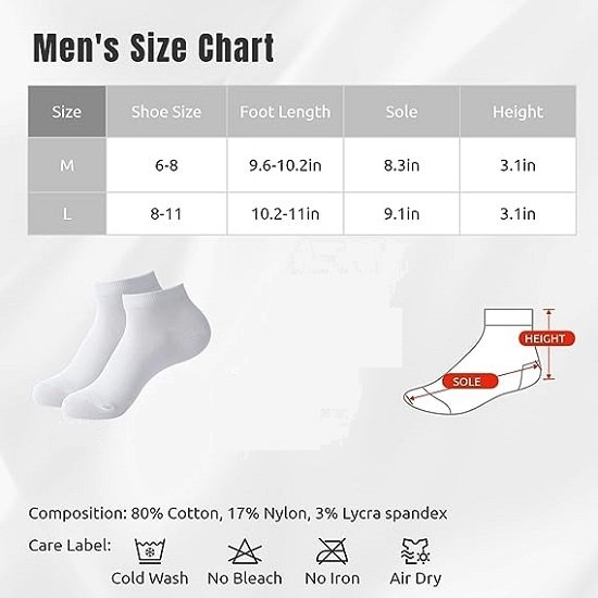 Mens Ankle Socks, Socks for Men, Low Cut Socks Casual Cotton Socks 6 Pairs